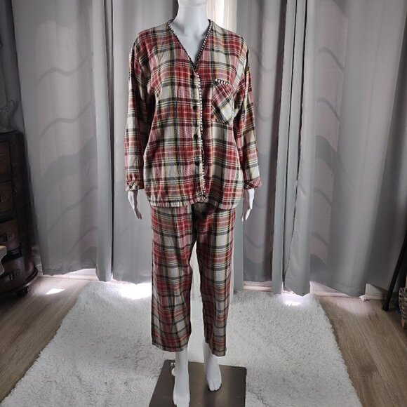 California Dynasty Women's 2 Piece 100% Cotton Flannel Pajama Set Size Small - Picture 1 of 16
